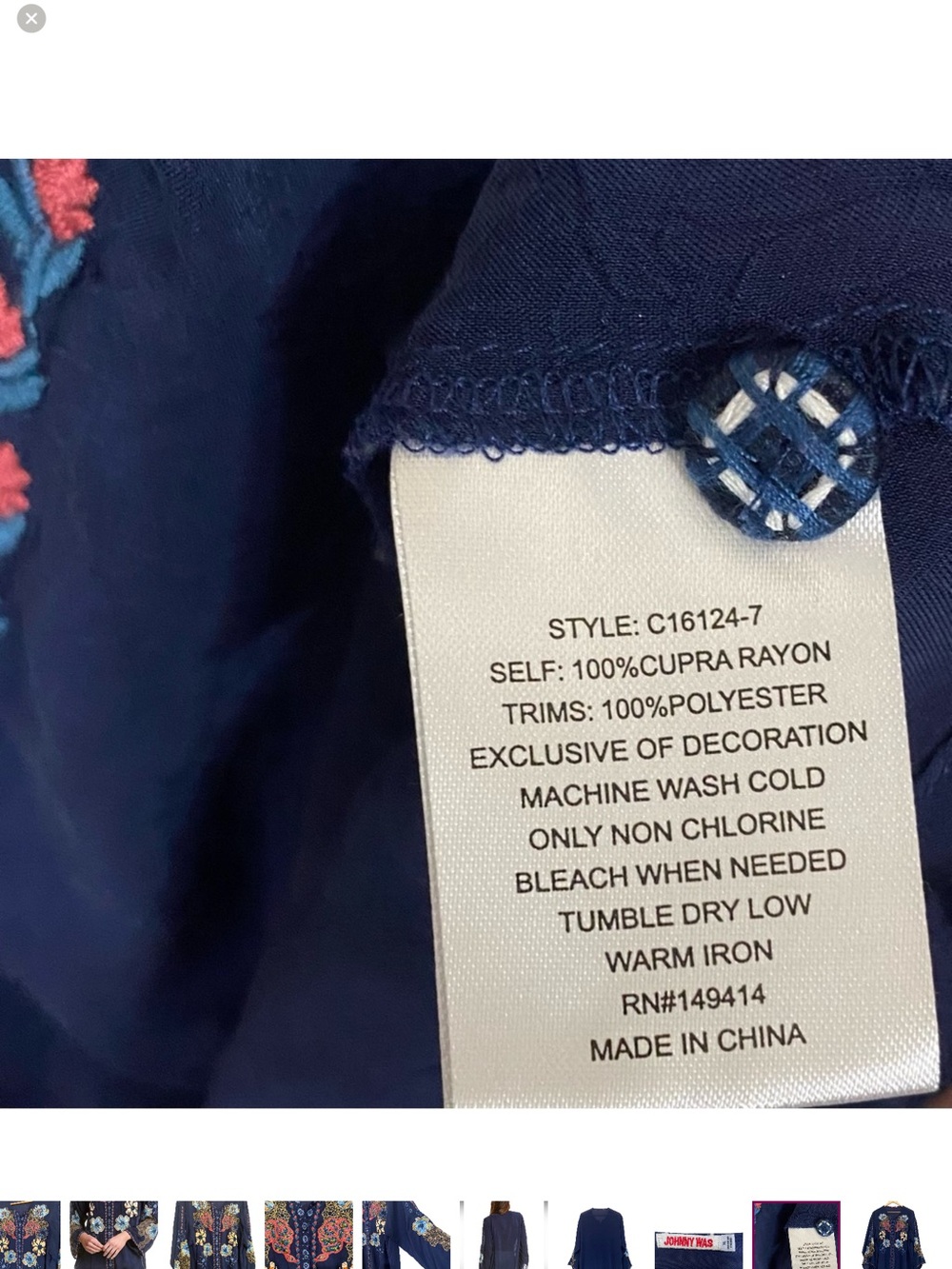 Johnny Was Navy Tunic w/drawstring Size Large BRAND NEW WITH TAGS! - Picture 3 of 9